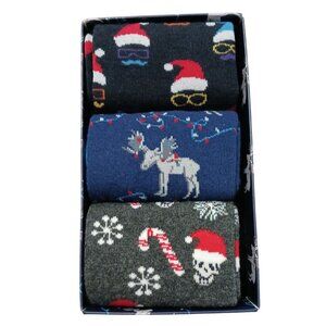 PX Holiday Socks Christmas 3 Pairs Shoe Size 7-12 Unisex Crew Novelty Gift Box